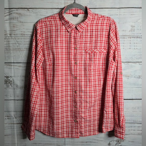 Eddie Bauer Red Plaid Womans Button-down Longsleeve Shirt Size XLarge - Picture 1 of 5